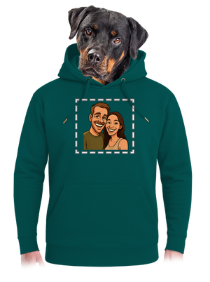 Karikatúra z vlastnej fotky unisex mikina premium Emerald Green