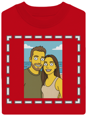 Simpsonovi z vlastnej fotky unisex mikina bez kapucne Red