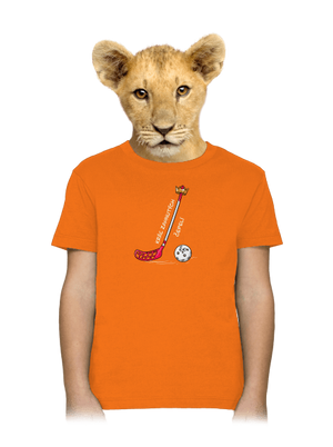 Kráľ zahnutých čepelí - florbal detské tričko Orange