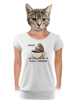 V presse dámske tričko s lemom White