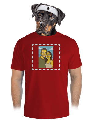 Simpsonovi z vlastnej fotky pánske športové tričko Red Mal