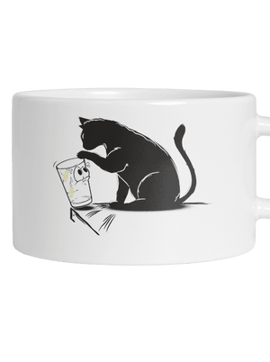 Mačka a pohár hrnček makronka White