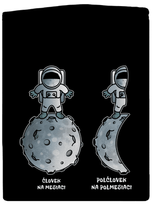 Polčlovek na polmesiaci pánska mikina na zips Black