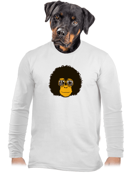 Retro opičiak pánske dlhý rukáv White