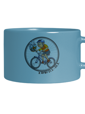 Cyklistický horoskop: Ryby hrnček makronka Blue Macaron