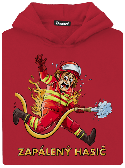 Zapálený hasič a hasička detská mikina klokanka Fire Red