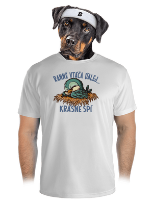 Ranné vtáča spí pánske športové tričko White