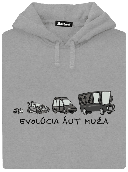 Evolúcia áut muža pánska mikina klokanka Light Melange