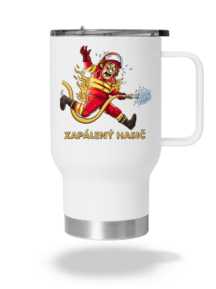 Zapálený hasič a hasička termohrnček White