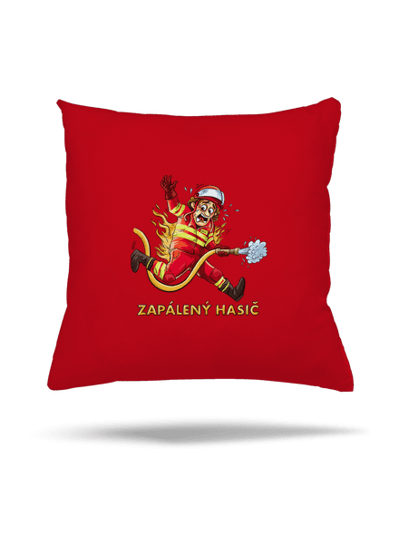 Zapálený hasič a hasička vankúš Red