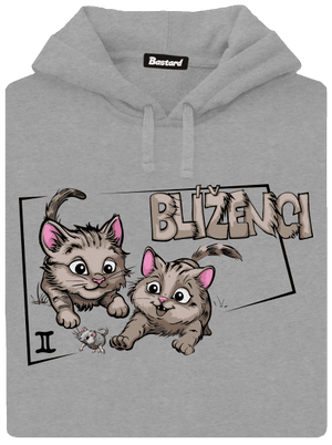 Mačací horoskop: Blíženci pánska mikina klokanka Light Melange