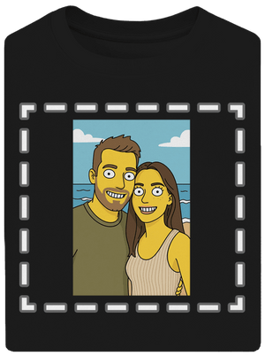 Simpsonovi z vlastnej fotky unisex tričko oversized Black