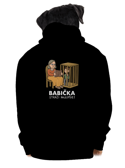 Babička stráži najlepšie pánska mikina na zips Black