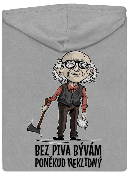Neklidný bez piva pánska mikina na zips Light Melange