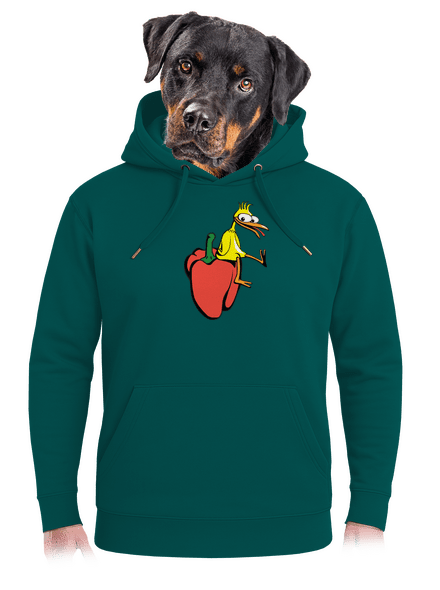 Kura na paprike unisex mikina premium Emerald Green