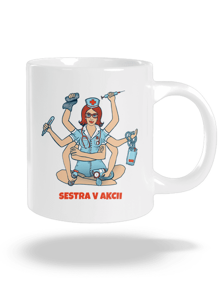 Sestra v akcii veľký hrnček White
