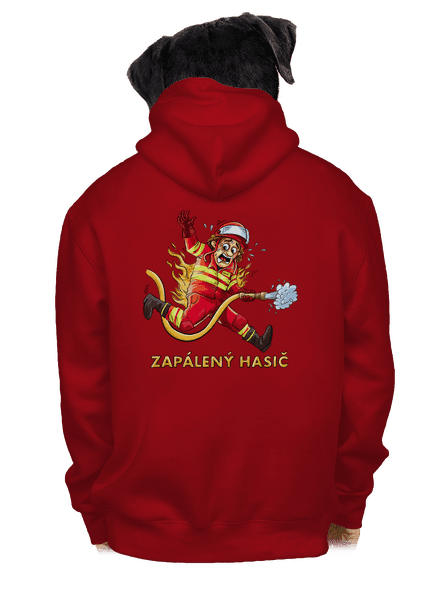Zapálený hasič a hasička pánska mikina na zips Red