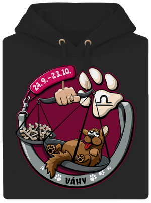 Psí horoskop: Váhy unisex mikina premium Dark Black