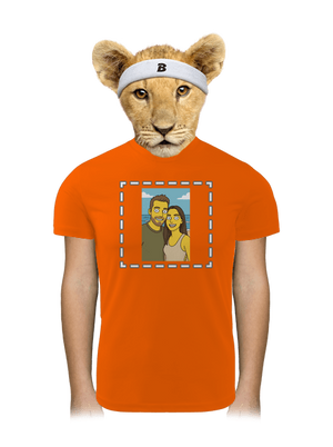 Simpsonovi z vlastnej fotky detské športové tričko Neon Orange