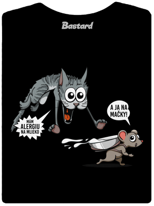 Alergická mačka a myš dámske tričko s lemom Black