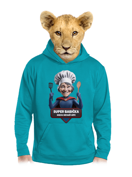 Super babička detská mikina klokanka Hawaiian Blue