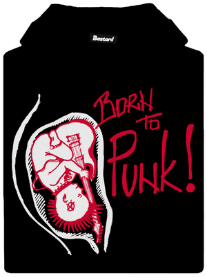 Born to punk pánska mikina klokanka Black