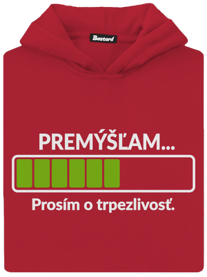 Premýšľam detská mikina klokanka Fire Red