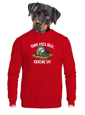 Ranné vtáča spí unisex mikina bez kapucne Red