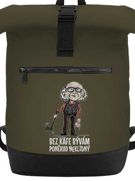 Neklidný bez kafe batoh Military Green