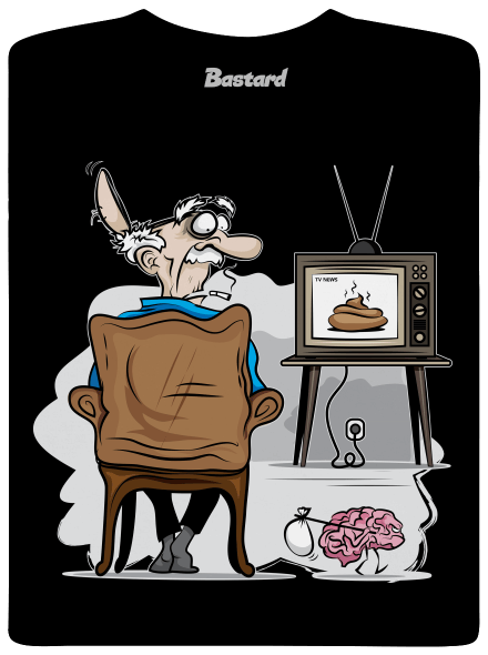 TV News pánske dlhý rukáv Black