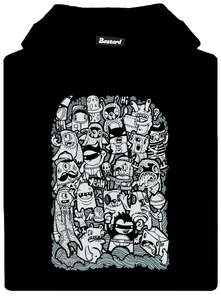 Doodle detská mikina klokanka Black