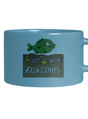 Fish and IT chips hrnček makronka Blue Macaron