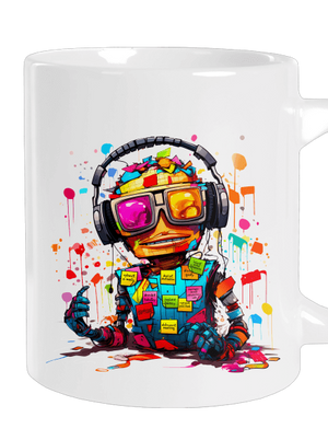 Workaholic robot veľký hrnček White