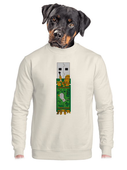USB city unisex mikina bez kapucne Off White