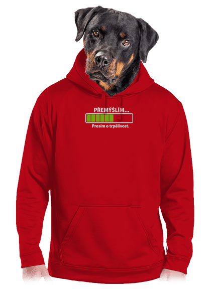 Premýšľam pánska mikina klokanka Red