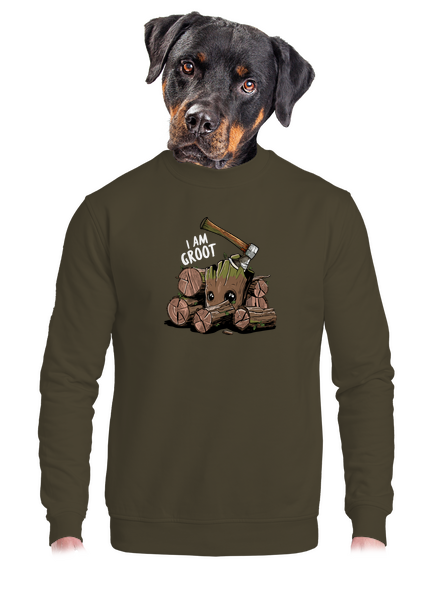 I Am Groot unisex mikina bez kapucne Urban Khaki