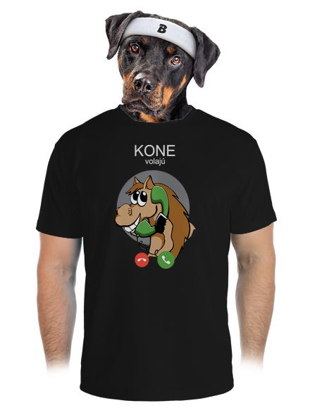 Kone volajú pánske športové tričko Black