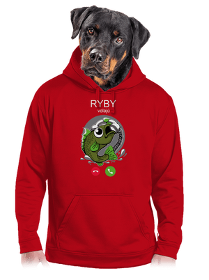 Ryby volají pánska mikina klokanka Red