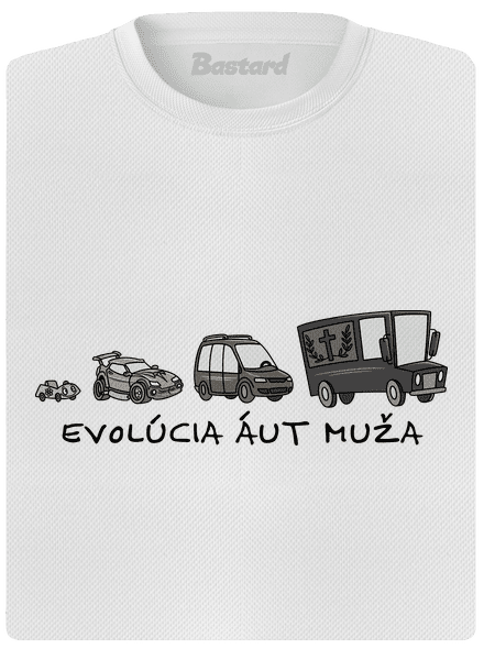 Evolúcia áut muža dámske športové tričko White