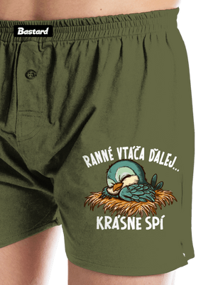 Ranné vtáča spí pánske trenky Khaki