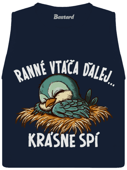 Ranné vtáča spí dámske tielko voľné Navy