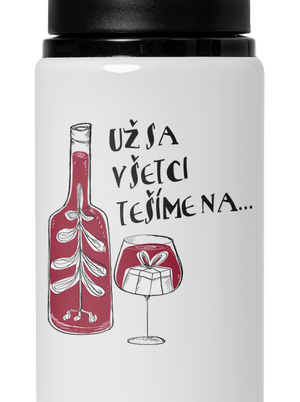 Vianoce vo víne flaša na vodu White