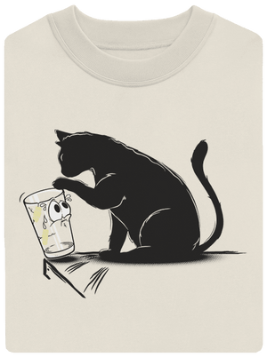 Mačka a pohár unisex mikina bez kapucne Off White