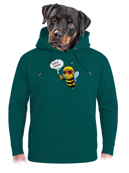 Bee happy unisex mikina premium Emerald Green