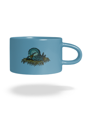 Ranné vtáča spí hrnček makronka Blue Macaron