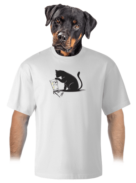 Mačka a pohár unisex tričko oversized White