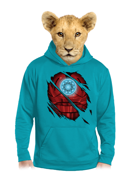 Ironman detská mikina klokanka Hawaiian Blue