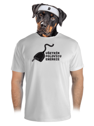 Ušetrím polovicu pánske športové tričko White