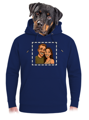 Karikatúra z vlastnej fotky unisex mikina premium Navy