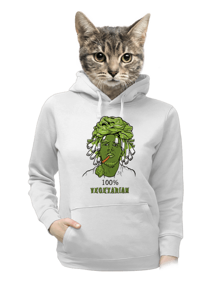 100% vegetarián dámska mikina klokanka White